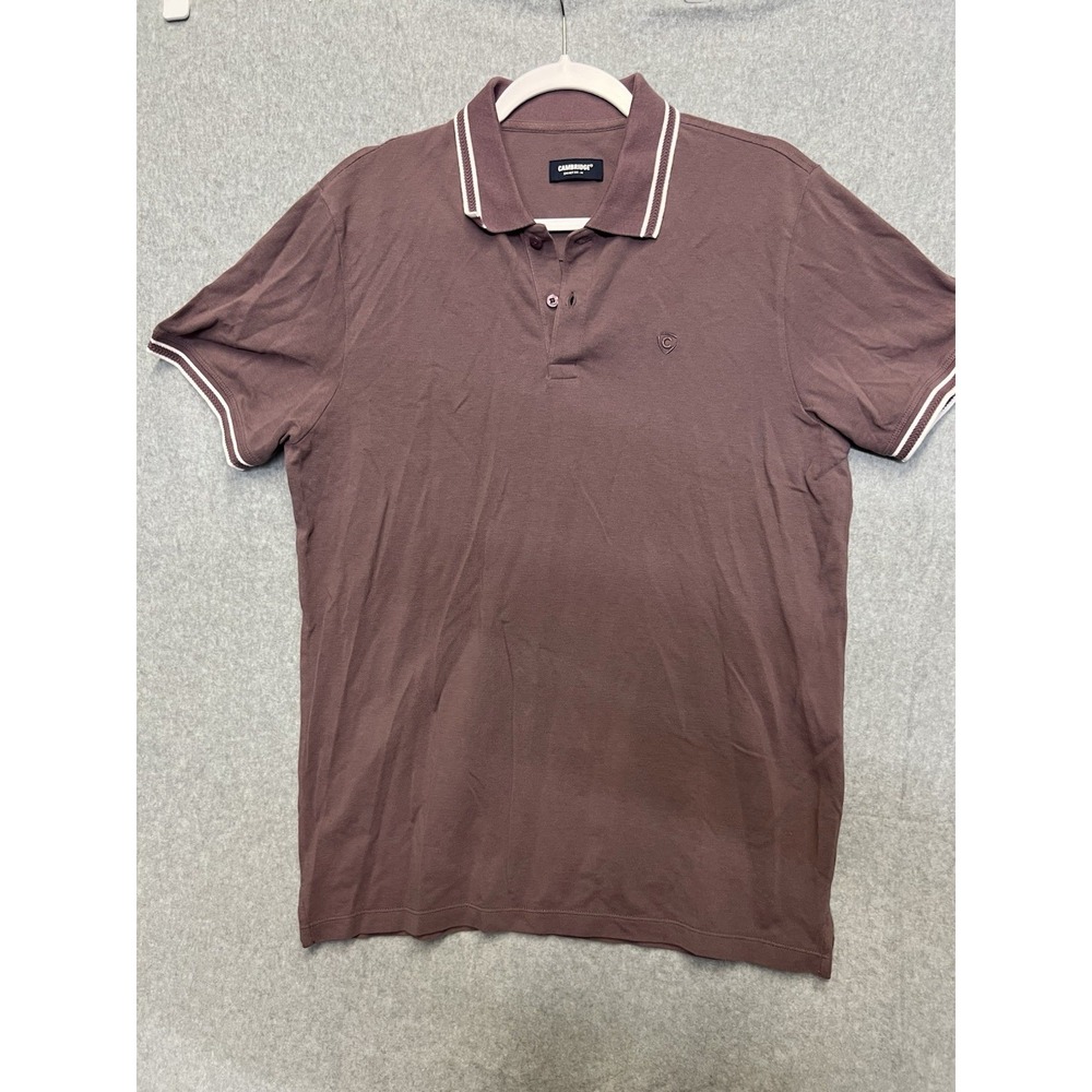 Cambridge Smart Fit Mens Polo Shirt Mauve Purple Tipped Collar Pique Size M
